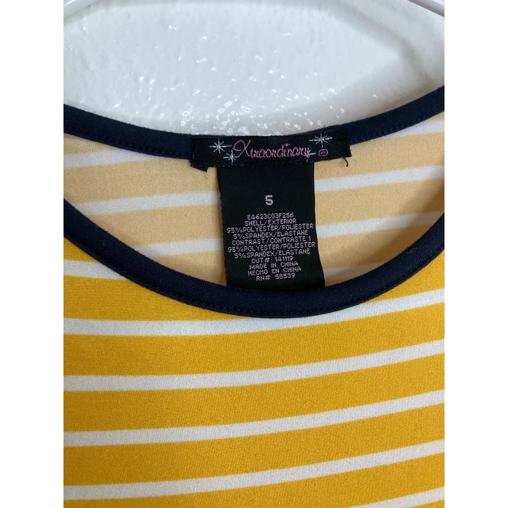 Xtraordinary Tie Back Mustard Yellow Striped‎ Dress Girls Size 5